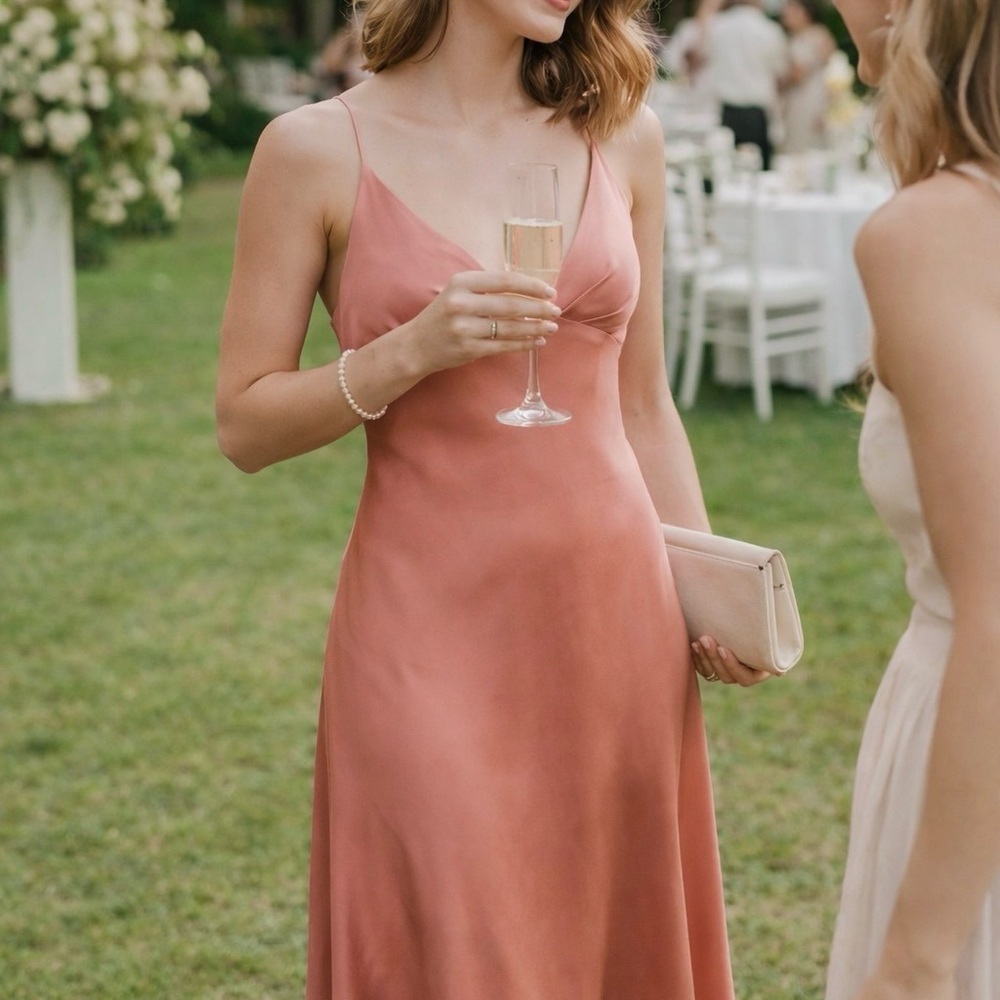 Zimmermann Winsome Satin Slip Midi Dress in Dusty Rose